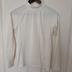 Lands’ End Kids Long‑Sleeve Rash Guard SPF – White, Size 10/12